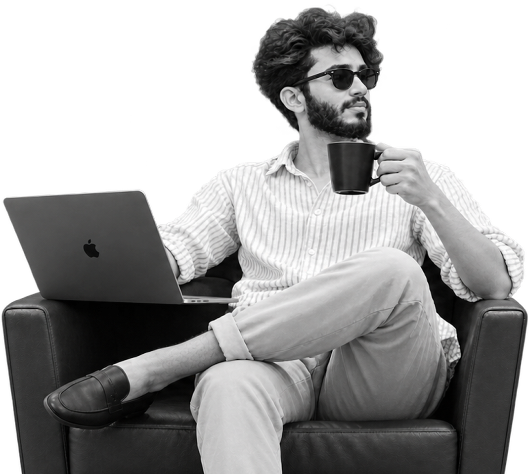Abdullah — Creative Designer and Digital Builder enjoying coffee
